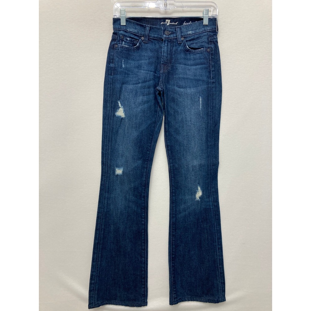7 For All Mankind Bootcut Jeans Womens‎ Size 25 Dark Wash Distressed Stretch